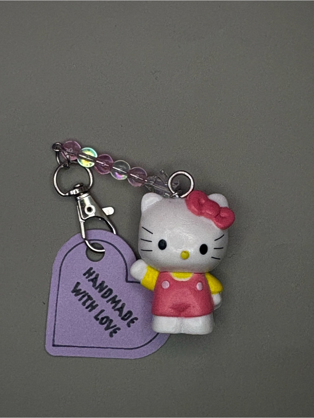 Hello Kitty Pink & White Charm Keychain